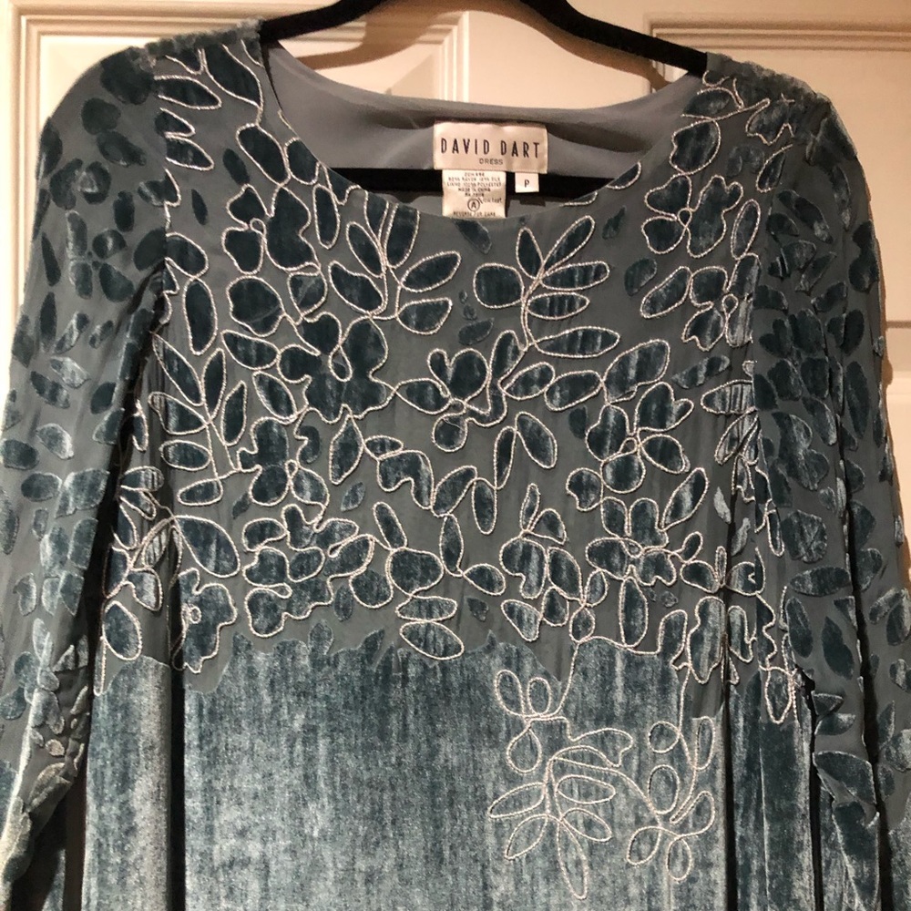 Vintage David Dart Velvet Dress with burnout lace